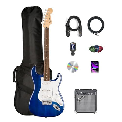 Fender Squier Sonic Stratocaster - Sapphire Blue Transparent w/ Frontman 10G Amplifier