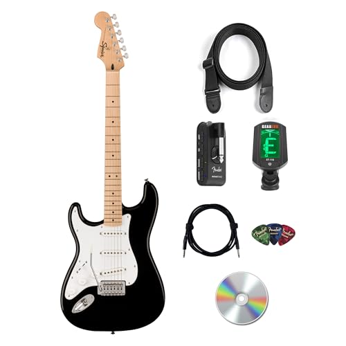 Fender Squier Sonic Stratocaster, Left Handed - Black w/ Mustang Micro