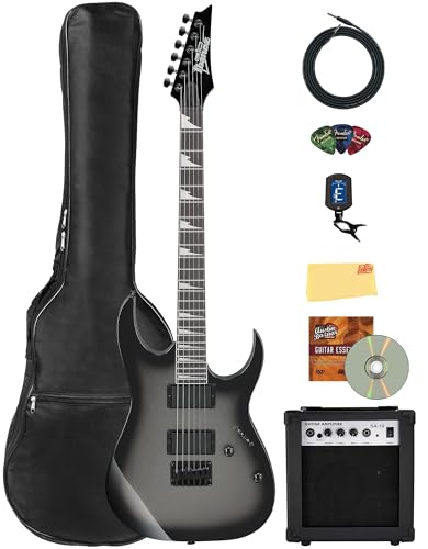 Ibanez GRG121DX RG Gio Electric Guitar - Metallic Gray Sunburst w/ Amplifier
