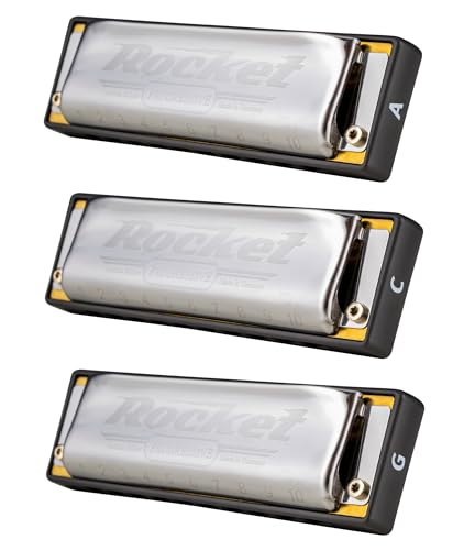 Hohner Progressive Rocket Harmonica Set of Keys C, G, and A