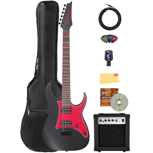 Ibanez GRG131DX RG Gio Electric Guitar - Black Flat w/ Amplifier