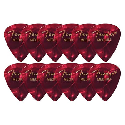Fender Premium Celluloid 351 Shape Picks, Medium, Red Moto - 12 Pack