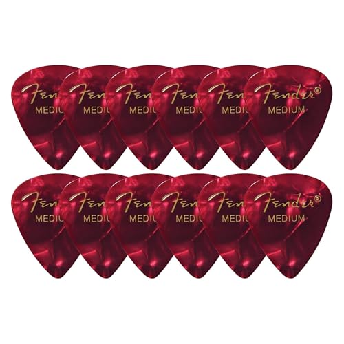 Fender Premium Celluloid 351 Shape Picks, Medium, Red Moto - 12 Pack