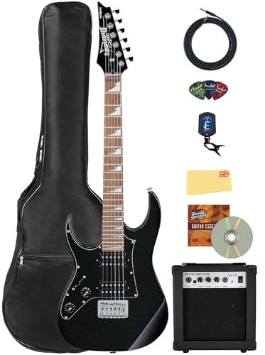 Ibanez GRGM21L RG Gio miKro Short-Scale Electric Guitar, Left Handed - Black Night w/ Amplifier