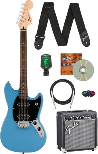 Fender Squier Sonic Mustang HH, Laurel Fingerboard - California Blue w/ Frontman 10G Amplifier