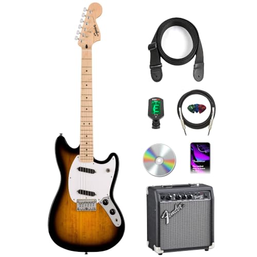 Fender Squier Sonic Mustang, Maple Fingerboard - 2-Color Sunburst w/ Frontman 10G Amplifier