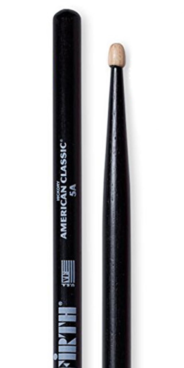Vic Firth American Classic 5A Black Drumsticks - 12 Pairs with Austin Bazaar Polishing Cloth