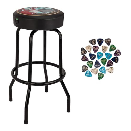 Fender 30-Inch Guitars and Amps Pick Pouch Barstool w/ Picks
