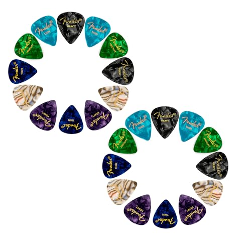 Fender Premium Guitar Pick Sampler, 24 Assorted - Tortoise Shell with Thin, Medium, and Heavy Gauges