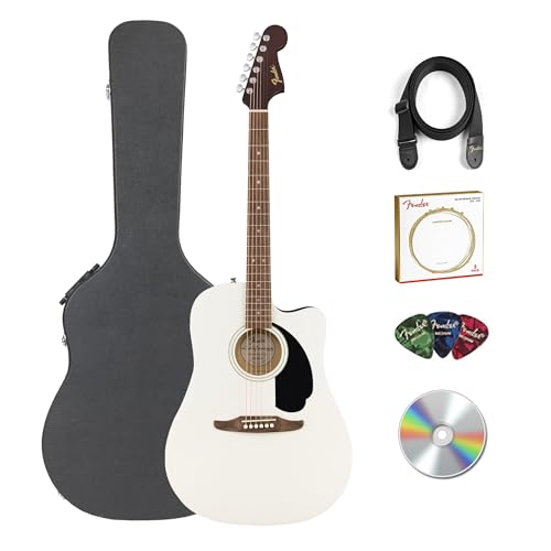 Fender California Redondo CE Dreadnought Acoustic-Electric Guitar - White w/ Hard Case