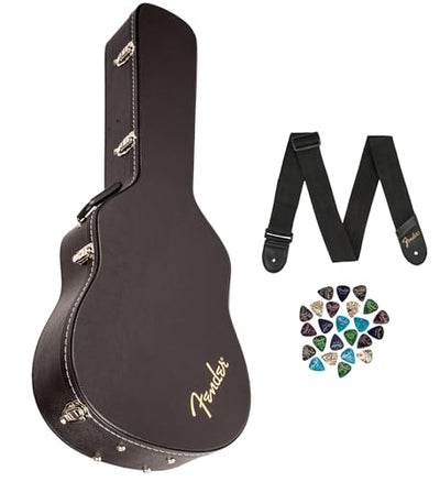 Fender Flat-Top Dreadnought Acoustic Guitar Case - Black w/ Strap