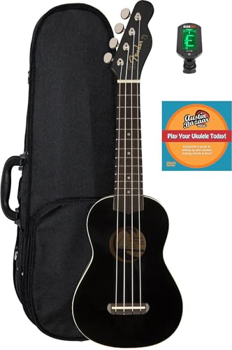 Fender Venice Soprano Ukulele - Black w/ Hard Case