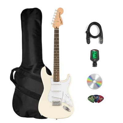 Fender Squier Affinity Stratocaster, Laurel - Olympic White w/ Gig Bag