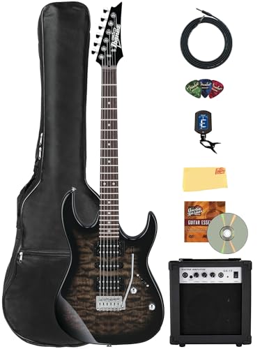 Ibanez GRX70QA RG Gio Electric Guitar - Transparent Black Sunburst w/ Amplifier