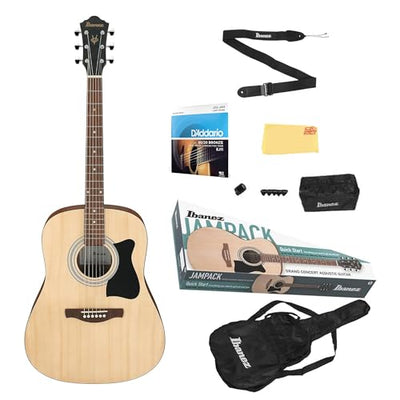 Ibanez IJV50 JamPack Dreadnought Acoustic Guitar Pack - Open Pore Natural w/ Gig Bag