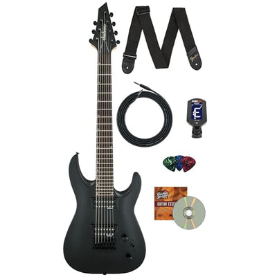 Jackson JS Series Dinky Arch Top JS22-7 DKA HT Electric Guitar - Satin Black w/ Instrument Cable
