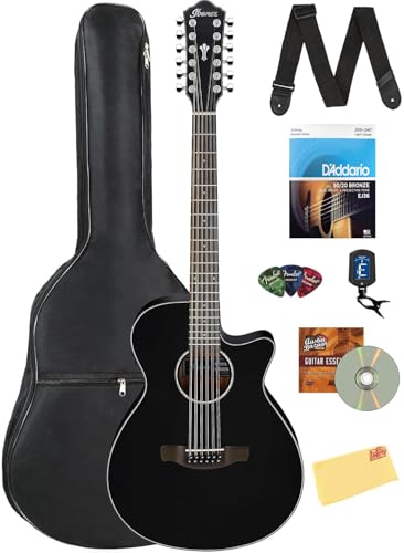 Ibanez AEG5012 AEG 12-String Acoustic-Electric Guitar - Black w/ Gig Bag