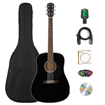 Fender CD-60S Solid Top Dreadnought Acoustic Guitar - Black w/ Gig Bag