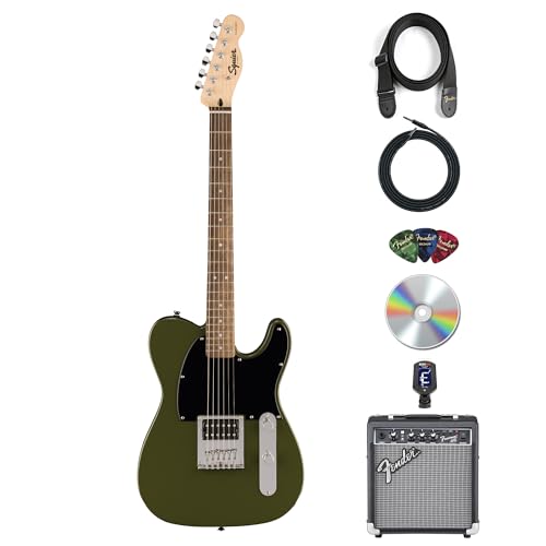 Fender Squier Sonic Esquire H Electric Guitar - Olive w/ Amplifier
