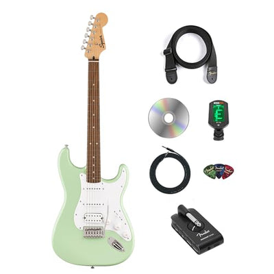 Fender Squier Sonic Stratocaster HSS - Surf Green w/ Mustang Micro Headphone Amplifier