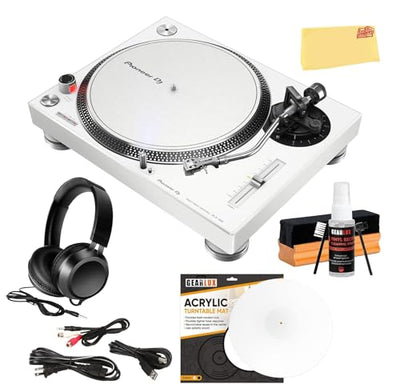 Pioneer DJ PLX-500 Direct Drive Turntable - White w/ Headphones