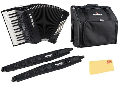 Hohner Bravo II 48 Chromatic Piano Key Accordion - Black w/ Gig Bag