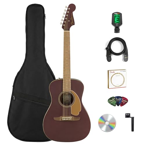 Fender Malibu Player Acoustic-Electric Guitar - Burgundy Satin w/ Gig Bag