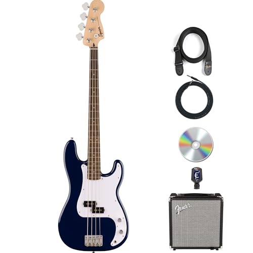 Fender Squier Sonic Precision Bass Guitar - Midnight Blue w/ Amplifier