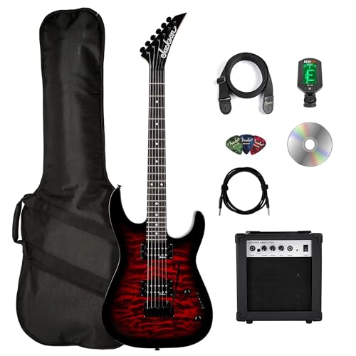 Jackson JS Series Dinky JS11Q Electric Guitar - Transparent Red w/ Amplifier