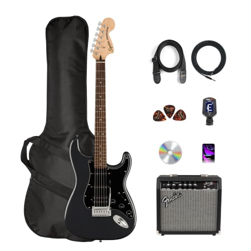 Fender Squier Affinity Stratocaster HSS - Charcoal Frost Metallic w/ Amplifier