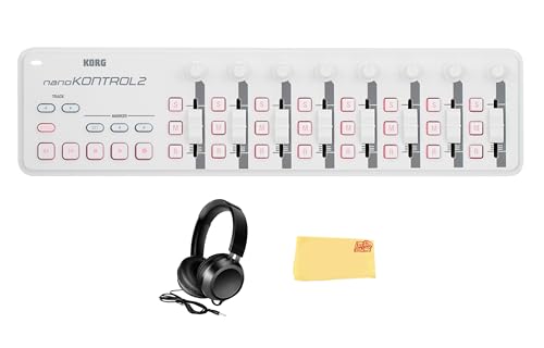 Korg nanoKONTROL2 Slim-Line USB Controller - White w/ Headphones