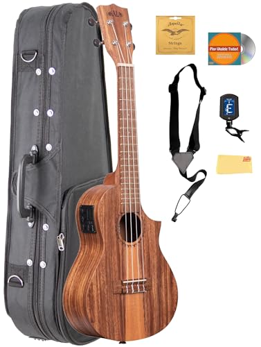 Kala KA-TK-C-CE Teak Tri-Top Concert Acoustic-Electric Ukulele w/ Case