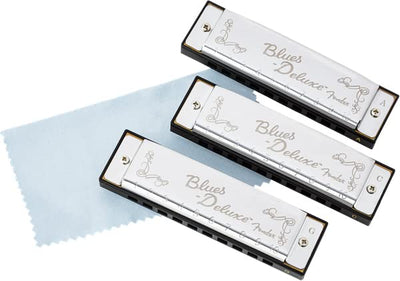 Fender Blues Deluxe Harmonica 3 Pack - Keys A, C, G w/ Carrying Case
