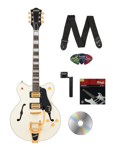 Gretsch G2622TG Streamliner Center Block Double-Cut with Bigsby Electric Guitar - Vintage White w/ Strap