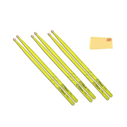 Zildjian 5A Acorn Neon Yellow Drumsticks - 3 Pack