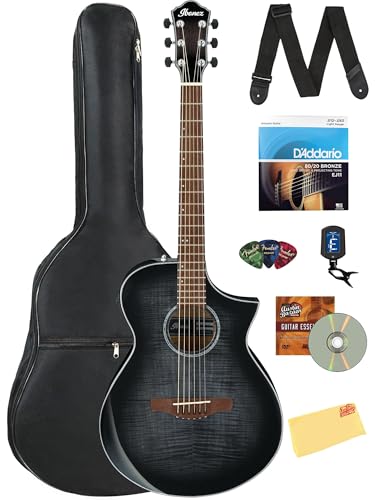 Ibanez AEWC400 Acoustic-Electric Guitar - Transparent Black Sunburst High Gloss w/ Gig Bag