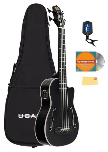 Kala UBASS-JYMN-BK-FS Black Journeyman Mahogany Acoustic-Electric U-Bass Ukulele Bass w/ Gig Bag