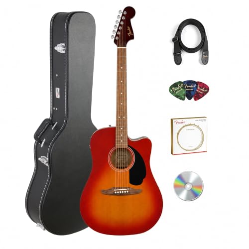 Fender California Redondo CE Dreadnought Acoustic-Electric Guitar - Garnet Burst w/ Case
