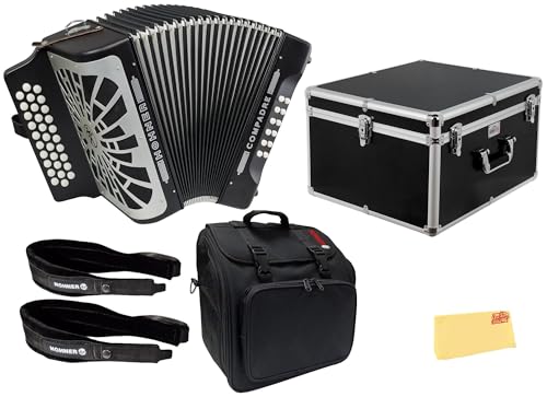 Hohner Compadre GCF 3-Row Diatonic Accordion - Black w/ Hard Case