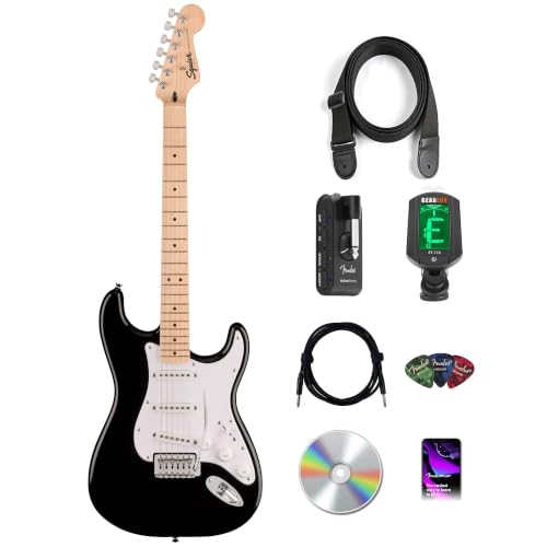 Fender Squier Sonic Stratocaster - Black w/ Mustang Micro