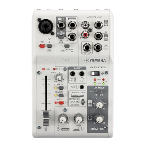 Yamaha AG03MK2 AG03MK2 3-Channel Loopback Audio USB Mixer - White
