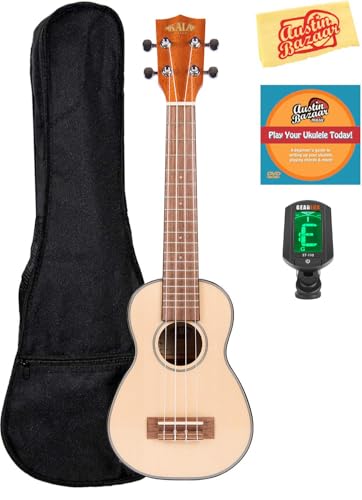 Kala KA-SSLNG Solid Spruce Mahogany Long Neck Soprano Ukulele w/ Gig Bag