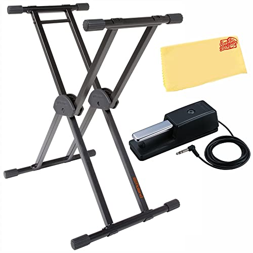 Roland KS-20X Spring-Loaded Double-Braced Keyboard Stand - Black w/ Damper Pedal