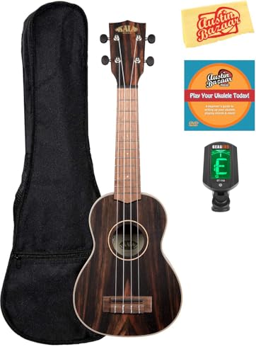 Kala KA-EBY-S Striped Ebony Soprano Ukulele w/ Gig Bag