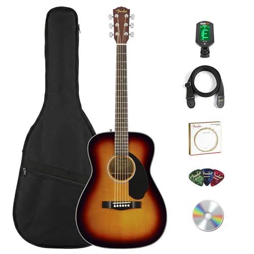 Fender CC-60S Solid Top Concert Acoustic Guitar - Sunburst w/ Gig Bag