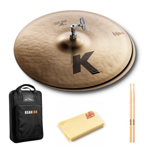 Zildjian K0923 15" K Light Hi-Hats Cymbals - Pair w/ Drumstick Bag