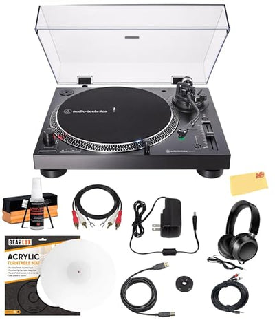 Audio-Technica AT-LP120XUSB Direct-Drive Turntable - Black w/ Headphones