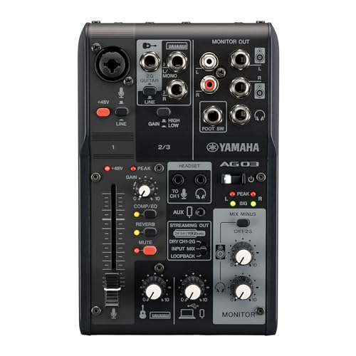 Yamaha AG03MK2 AG03MK2 3-Channel Loopback Audio USB Mixer - Black