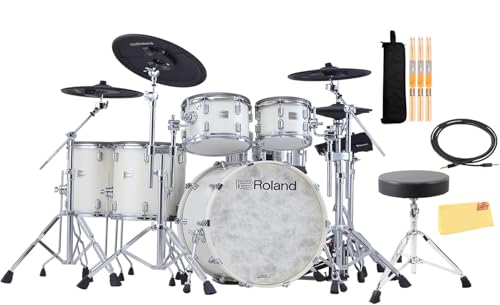 Roland VAD716-PW V-Drums Acoustic Design Electronic Drum Set - Pearl White w/ Drum Throne