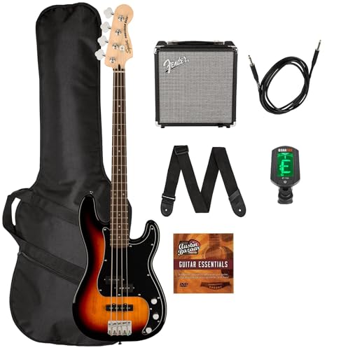 Fender Squier Affinity Precision Bass PJ - 3-Color Sunburst w/ Rumble 15 Amplifier
